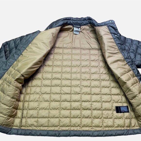 North Face Womens M Thermoball Eco Snap Puffer Puffy Jacket Coat Olive Green - Picture 7 of 9